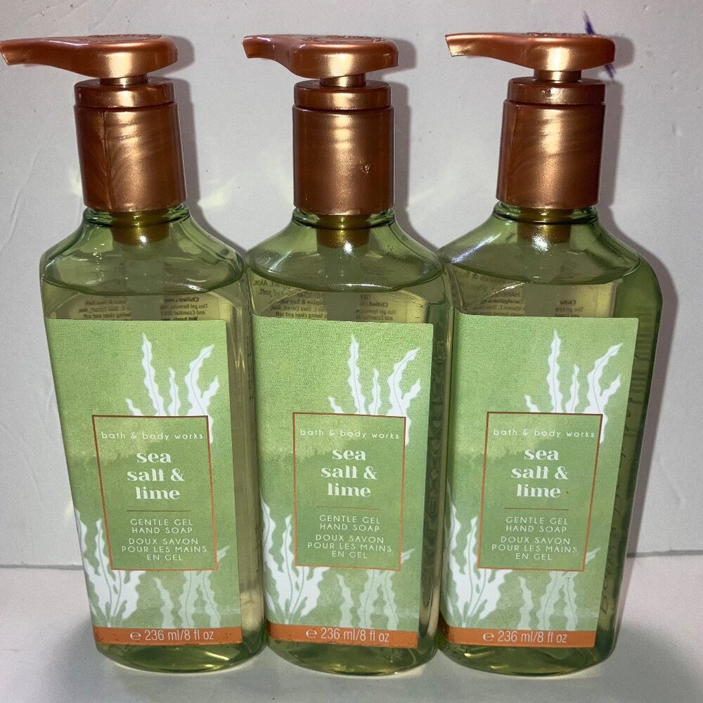 Bath & Body Works Cleansing Gel Hand Soap Sea Salt & Lime 3 Pack NEW